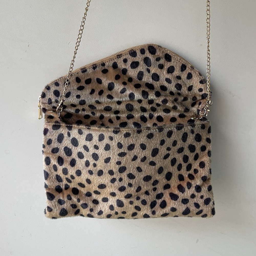 Women Leopard Print Crossbody Bag Medium Chain Strap - Picture 5 of 6